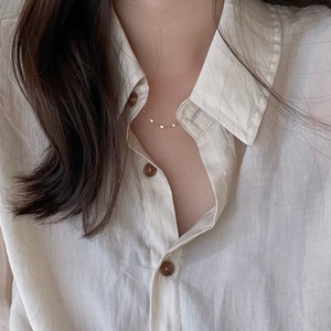 Wish Jewelry Venta caliente chapado en oro de longitud corta lentejuelas redondas collar de cadena de plata esterlina 925 para mujer - Product Image 5