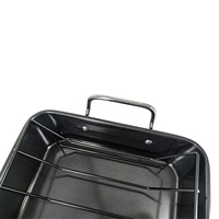 Plaque de cuisson rectangulaire antiadhésive en acier au carbone de 0,6 mm avec grille, pour gâteaux et rôtis, écologique, compatible lave-vaisselle et four