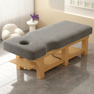 เตียงนวดรูปตัวยูหุ้มเบาะพร้อมโครงไม้สำหรับร้านเสริมสวย - Product Image 5