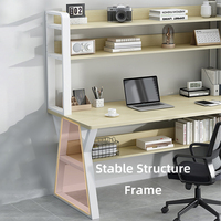 Bureau d'étude pour étudiant avec rangement, table d'écriture moderne et grande, bureau d'ordinateur pour la maison ou le bureau avec étagère pour le travail et l'apprentissage