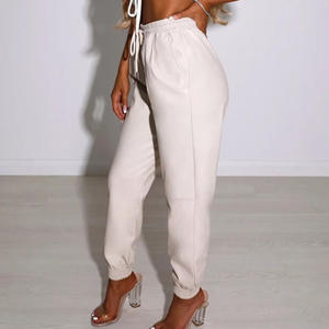 New Fashion <strong>Harem</strong> <strong>Pants</strong> Solid Color Casual <strong>Pants</strong> Elastic Waist Leather <strong>Pants</strong> - Product Image 6