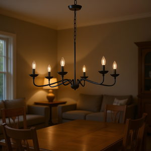 Brighton 6-Light Farmhouse Metal Chandelier Black Pendant Light For Home Decor - Product Image 2