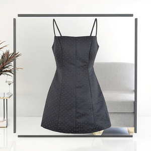 Vestido Mini sin Mangas con Tirantes y Pedrería, Cintura Imperio, Decorado con Diamantes, para Mujer, Otoño 2025, Nueva Moda Retro Elegante, ZATRHMBM - Product Image 3