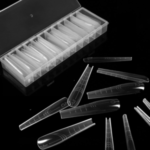 Long <b>Nail</b> Bed Notched French Line PP <b>Nail</b> Dual Forms Gel <b>Extension</b> Mold Tips Set - Product Image 5