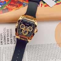 Jam Tangan Pria Multifungsi 2026 Fashion Business Tiga Mata Enam Jarum Dial Tali Silikon Guesst Quartz Chronograph