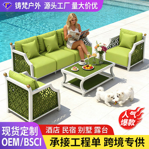 Garden <b>Sofa</b> Set Aluminum Alloy Frame UV Resistant PE Rattan Waterproof Cushions <b>Outdoor</b> Furniture Villa Use Contemporary Design - Product Image 2