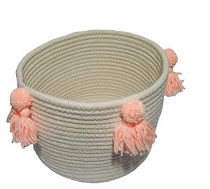Panier de rangement bas quantité minimale de commande avec poignée Articles divers Collations Jouets Stockage ménager personnalisé Corde de coton à épissage rayé du Vietnam - Product Image 1