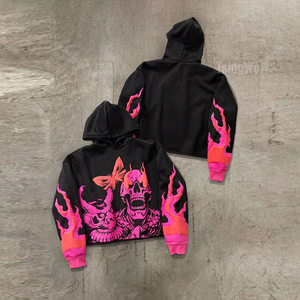 <span class=keywords><strong>Felpa</strong></span> con cappuccio oversize da uomo stile Street rosa farfalla teschio 3D per stampa a sbuffo <span class=keywords><strong>felpa</strong></span> nera antivento con cappuccio per l'autunno - Product Image 2