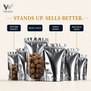 Premium Quality Stand Up Pouch 15x22+4cm <b>Clear</b> Window Aluminum Foil Back Zipper Resealable Coffee Tea Nut Snack US Stock OEM - Product Image 3