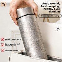 Botol Vakum Titanium Dinding Ganda Kelas Bisnis Premium dengan Kompartemen Infuser Teh, Sisi Lurus, Ringan, Portabel 6-12