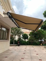 Auvent rétractable à bras pliable double face en alliage d'aluminium de luxe, pare-soleil extérieur autoportant