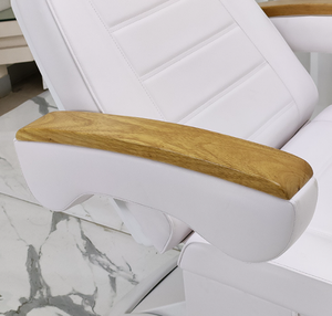 Lit de soin électrique à trois moteurs pour esthétique, ajustement de la colonne vertébrale, injections médicales, tatouage, avec accoudoirs en bois, design moderne - Product Image 6