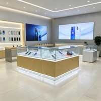 Aménagement de magasin, design d'intérieur moderne, comptoir d'exposition pour téléphones portables, solutions de mobilier pour magasin de téléphonie mobile, vitrines