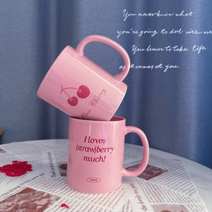 Mug en porcelaine rose personnalisable et mignon |   Mug à café et lait sans BPA, compatible lave-vaisselle, pour le petit-déjeuner et les cadeaux de mariage |   Vente en gros - Product Image 1