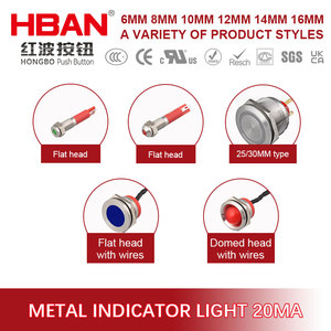 HBAN Metall 6mm 8mm 10mm 14mm Wasserdichte <span class=keywords><strong>LED</strong></span>-Kontroll leuchten Signallampe Kontroll leuchten Panel 2 Pins Terminal