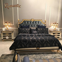 Ensemble de meubles de chambre complet de style français moderne, de haute qualité, adapté aux appartements, en bois massif, couleur or, taille king