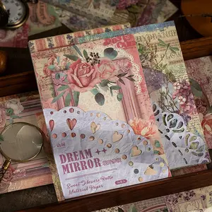 YUXIAN Vintage malzeme kağıt klasik guaj çiçek Retro saray tarzı DIY zanaat dekorasyon arka plan malzemesi kağıt torba