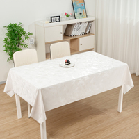 Nappe en PVC RNPT Blanc Perle, Texture Gaufrée, Imperméable et Anti-Taches, Housse de Table en Vinyle pour Cuisine et Salle à Manger