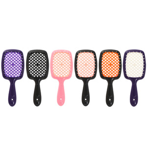 Hollowed-Out Hexagonal Hairbrush Plastic Massage Comb Wet Dry Dual Use <b>Scalp</b> Styling <b>Brush</b> General Population - Product Image 1