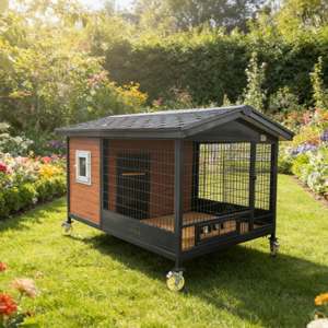 ZD2026 <span class=keywords><strong>Maison</strong></span> <span class=keywords><strong>pour</strong></span> chien moderne pliable avec gamelle rotative et <span class=keywords><strong>toilette</strong></span> extractible, en bois, design salon, utilisation toute l'année - Product Image 3