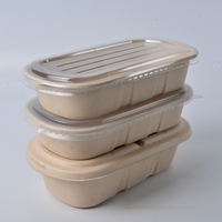 Ecoway Fashion Hamburger Way Pulp Plate Bagasse Rigid Lunch Box Lid Take Away Recycled Materials Biodegradable Baby Food Food