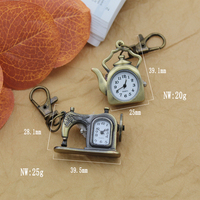 Fournisseur de la Chine Nouveau design personnalisé Antique 3d Laiton Mini machines à coudre personnalisées Bouilloires Horloge Porte-clés