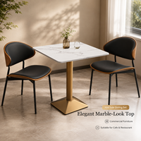 Ensemble de tables et chaises de restaurant commercial en gros avec sièges rembourrés noirs pour la fourniture de projets de bistrots, de restaurants de steaks et d'hôtels