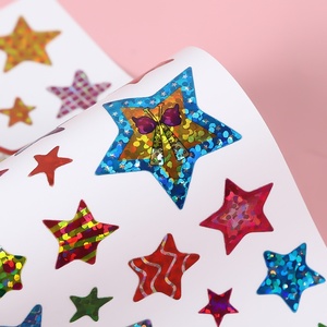 Autocollants adhésifs en forme d'étoile à cinq branches avec paillettes laser pour les loisirs créatifs des enfants et les autocollants décoratifs de récompense - Product Image 3