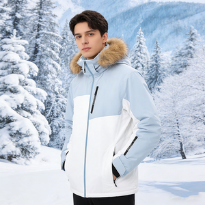 Chaqueta de Esquí Impermeable y Cortavientos para <span class=keywords><strong>Hombre</strong></span>, Chaqueta de Snowboard con Forro de Piel Extraíble en la Capucha Desmontable, de Proveedor Chino - Product Image 2