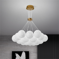 Lustre moderne en fer style crème, boule lune, LED doré, hauteur réglable, luminaire suspendu protecteur pour les yeux, chambre d'enfant, salon