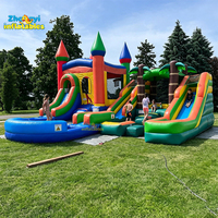 Château gonflable commercial pour jardin, couleur marbre, avec toboggan, combo château gonflable pour enfants