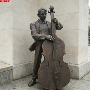 YOUFINE Statue de <span class=keywords><strong>Violoncelle</strong></span> en Bronze Taille Réelle, Sculpture de Celliste, Statue de Musicien pour Décoration d'Événements en Place Publique - Product Image 5