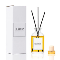 Bouteille diffuseur à roseaux en verre transparent rond de 100 ml pour emballage d'huile parfumée, personnalisable, vierge, vente en gros