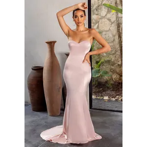 Vestido De Gala Largos Rosa Satin Sweetheart Fishtail Maxi Elegant Dress Light Pink Formal Evening Gowns Long Dresses for Women