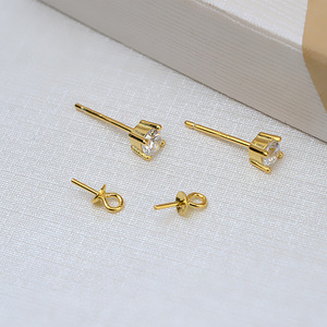 Boucles d'oreilles pendantes en argent S925, accessoire de bricolage avec trois options de couleur, une paire, support de perle creux détachable 1074 - Product Image 3