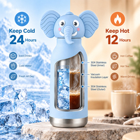 Nouvelle bouteille d'eau en acier inoxydable à double paroi avec couvercle sans BPA, design OEM, tête d'animal mignonne, pour enfants