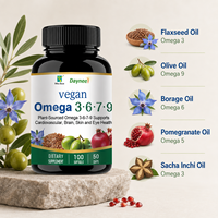 Complément alimentaire végétal Oméga 3 6 7 9 avec huiles de lin, de borragine et d'olive, gélules végétaliennes pour le bien-être quotidien, approvisionnement direct usine