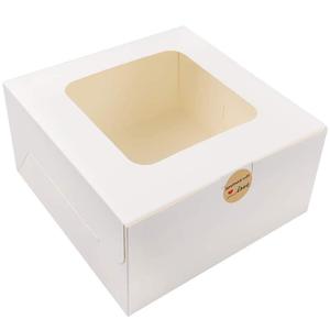 Boîte à gâteau carrée en <span class=keywords><strong>carton</strong></span> blanc écologique à couvercle rabattable avec fenêtre transparente, pliable, <span class=keywords><strong>emballage</strong></span> alimentaire sûr <span class=keywords><strong>pour</strong></span> pâtisserie, prête à être expédiée - Product Image 4