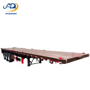 Semi-remorque porte-conteneurs <span class=keywords><strong>à</strong></span> plateau plat durable de 40 pieds <span class=keywords><strong>à</strong></span> <span class=keywords><strong>vendre</strong></span> avec porte-roues de secours pour le transport de conteneurs sur le marché africain - Product Image 1