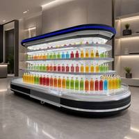 Vitrine Réfrigérée Commerciale Ouverte Semi-Haute à Plusieurs Niveaux, Prête à l'Emploi, avec Couleurs et Logo Personnalisables pour Supermarché