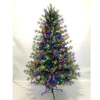 7.5Ft Easy Assem ble Klapp-PVC-Weihnachts baum mit warm weißem LED-Licht