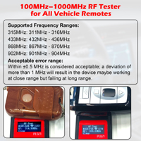 Testeur de clé de voiture RF&ID WOYO PL021 100-1000 MHz, détecteur de radiofréquence de télécommande de clé de voiture