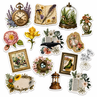 Autocollants personnalisés vintage fleurs et papillons pour journal, étanches, autocollants en vinyle découpés à la forme, pour scrapbooking et agenda