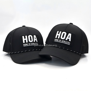 Wholesale Custom 6 Panel Laser Cut Perforated Baseball Cap <b>Waterproof</b> Hydro Breathable Golf <b>Hat</b> with Rubber PVC Logo for Sports - Product Image 3