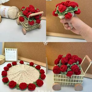 Artisanat de tissage, sous-verres à motif de roses, sous-verres créatifs en forme de bouquet, ornements décoratifs variables pour table - Product Image 4