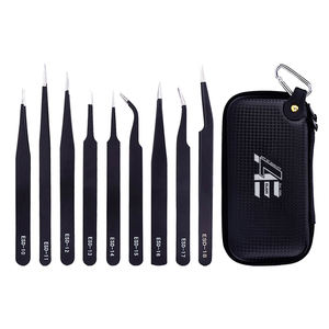 9 piezas de pinzas para extensiones de pestañas suministros al por mayor pinzas Kit OEM ODM con bolsa de almacenamiento LA ELAHI - Product Image 2