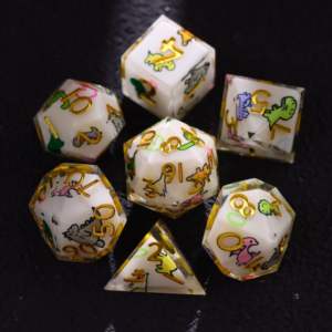 Set de Dados Poliédricos Fluidos con Diseño de Arena de Gato para Juegos de Rol D&D Baldur's Gate D20 D6 - Product Image 1