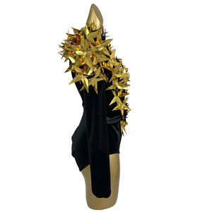 Tute con Paillettes e Strass Gold Star per Donne, Abiti da Club Notturno, Body Intero per Cantanti, Showgirl, Outfit da Festival, Tute da Ballerina - Product Image 4