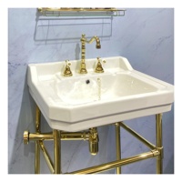 Robinet de lavabo de luxe à 3 trous, double robinet, marbre doré, mélangeur d'eau chaude et froide pour lavabo de salle de bain, valve en céramique pour chambre à coucher