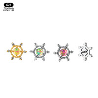 Boucles d'oreilles en titane G23 Yunnique en forme de flocon de neige, clous d'oreilles en opale aurore de 8 mm pour piercing des lèvres